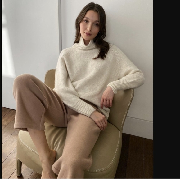 ARITZIA BABATON Day Off Turtleneck Sweater Alpaca Wool White XS - Picture 6 of 14